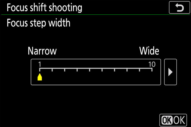 Nikon Z7 II Focus Shift Step Width