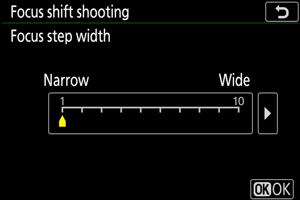 Nikon Z7 Focus Shift Step Width