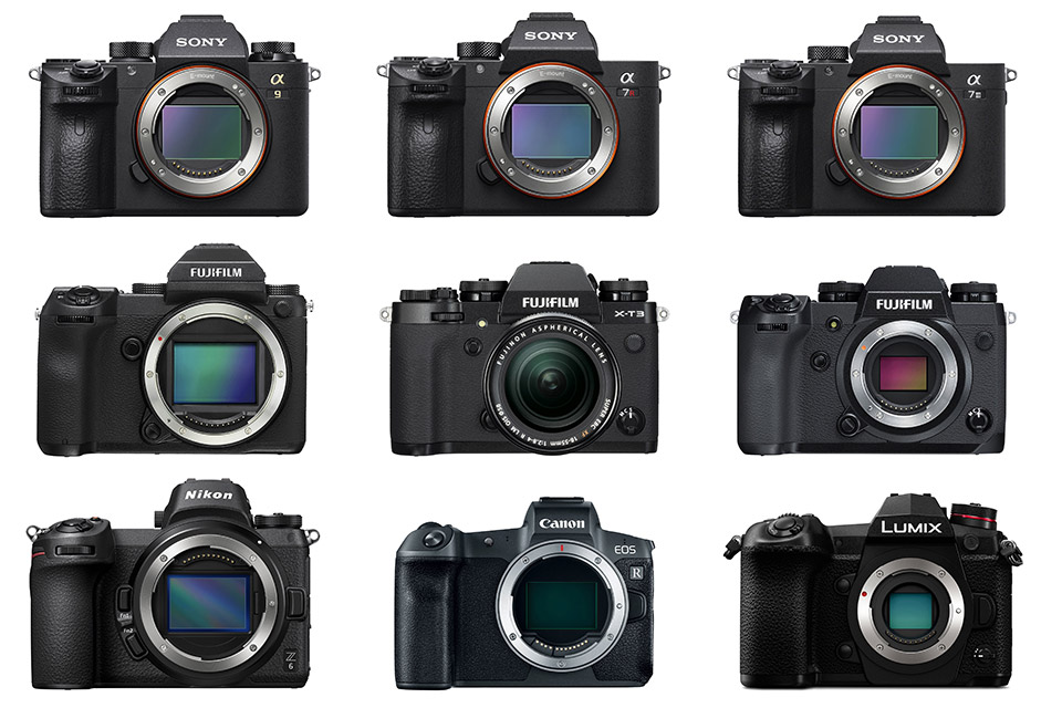 An illustration showing top mirrorless cameras of 2020