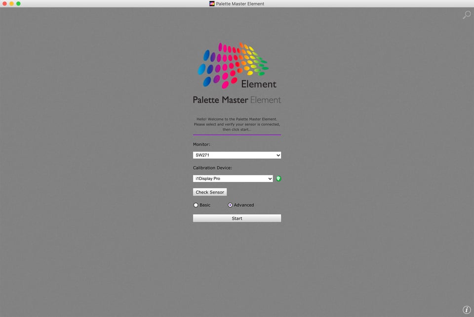 Palette Master Initial Screen