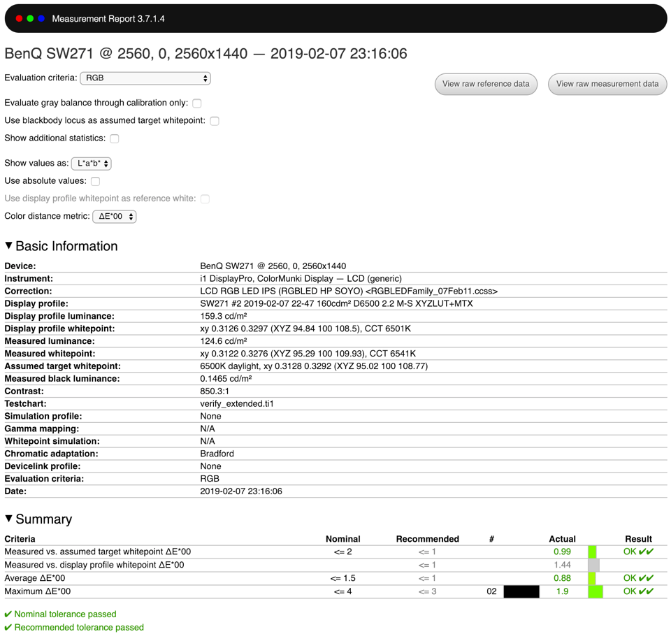 SW271 AdobeRGB Factory Calibration Verification