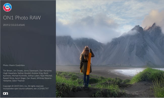 ON1 Photo RAW Launch Screen