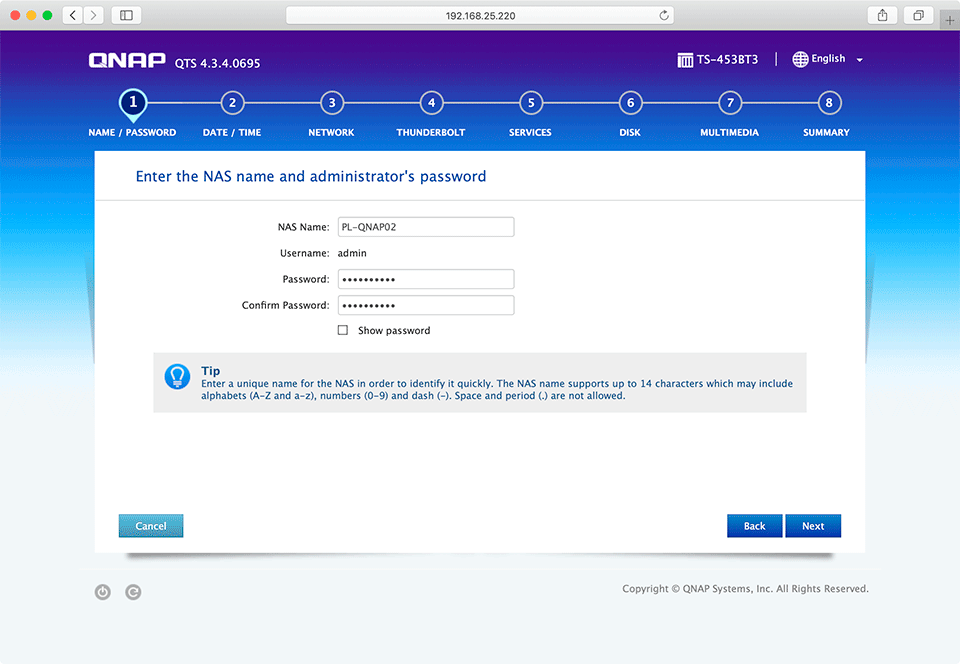 QNAP Setup Step One