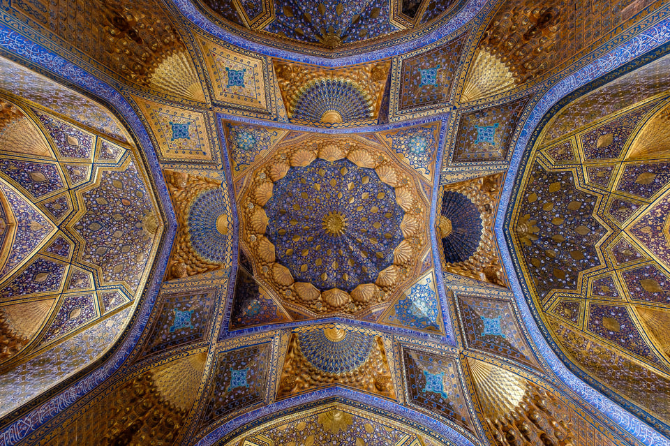 Interior of a mausoleum in Samarkand, Uzbekistan