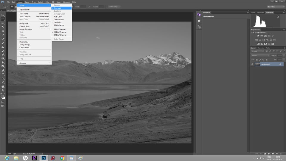 Grayscale conversion in Photoshop