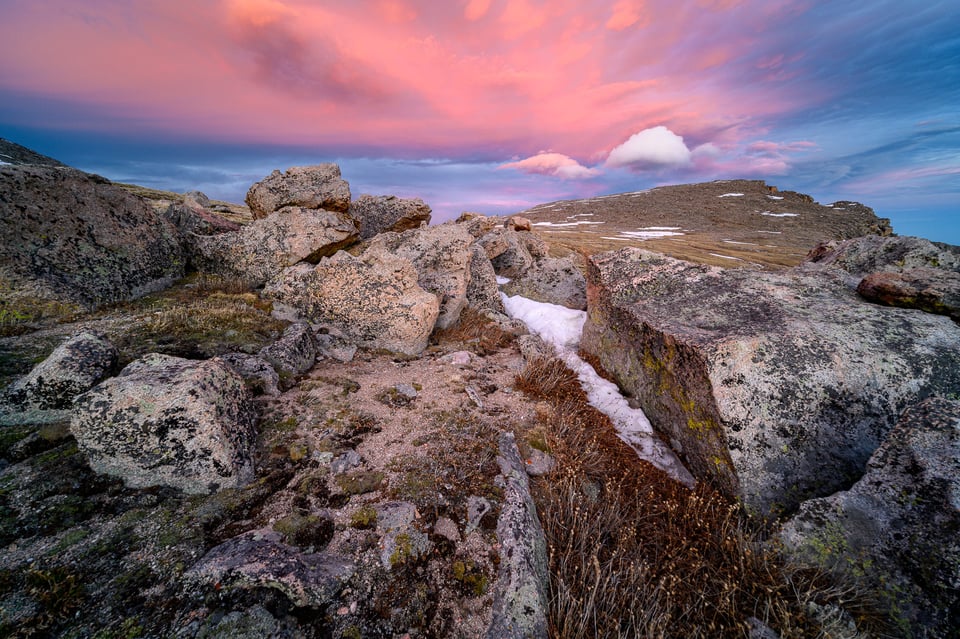 Mt. Evans at Sunset. A solid image that needed only slight adjustments in Lightroom to make it look good.