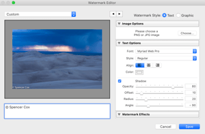 Lightroom Watermark Dialog