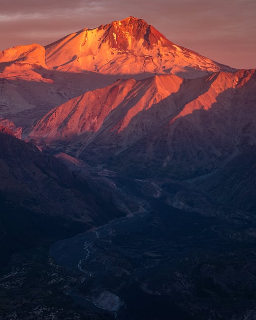 A beautiful golden hour photo taken in the Chilean Andes. This spot was very isolated, with no roads or other tourists nearby.