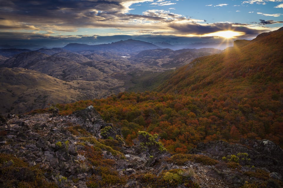 Fall colors in Parque Patagonia, taken as an HDR photograph