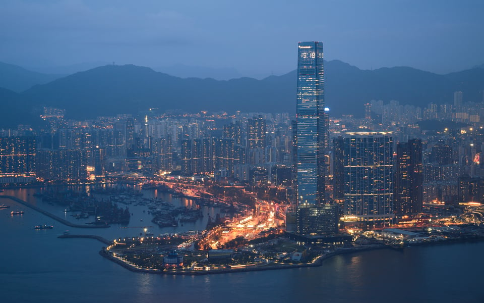 For architectural photography and other non-moving subjects, the Nikon D3500 is a great camera with some of the best image quality today. Here, a skyscraper in Hong Kong lights up at night.