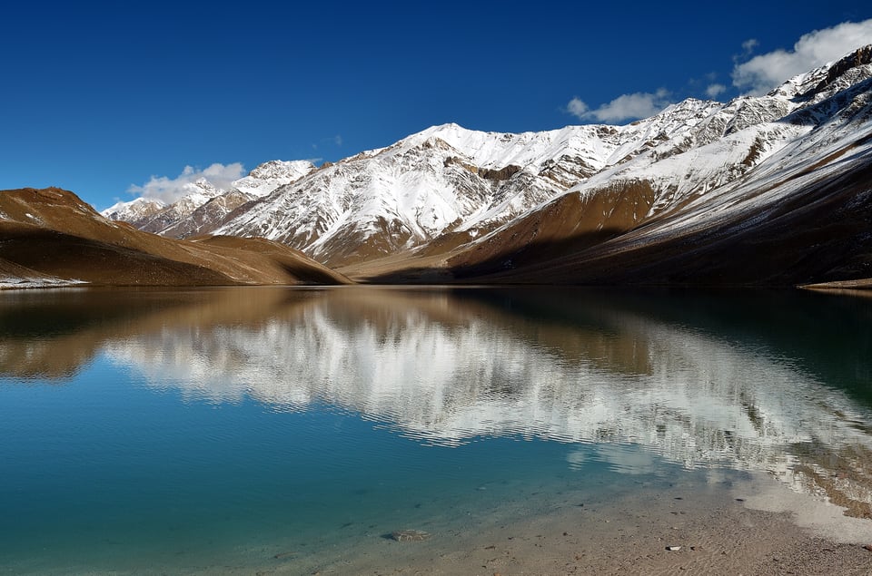 Reflection shot with blue sky