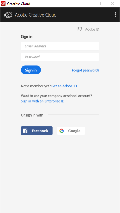 Adobe Creative Cloud Sign In