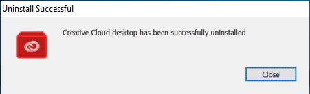 Adobe Creative Cloud Uninstall Successful