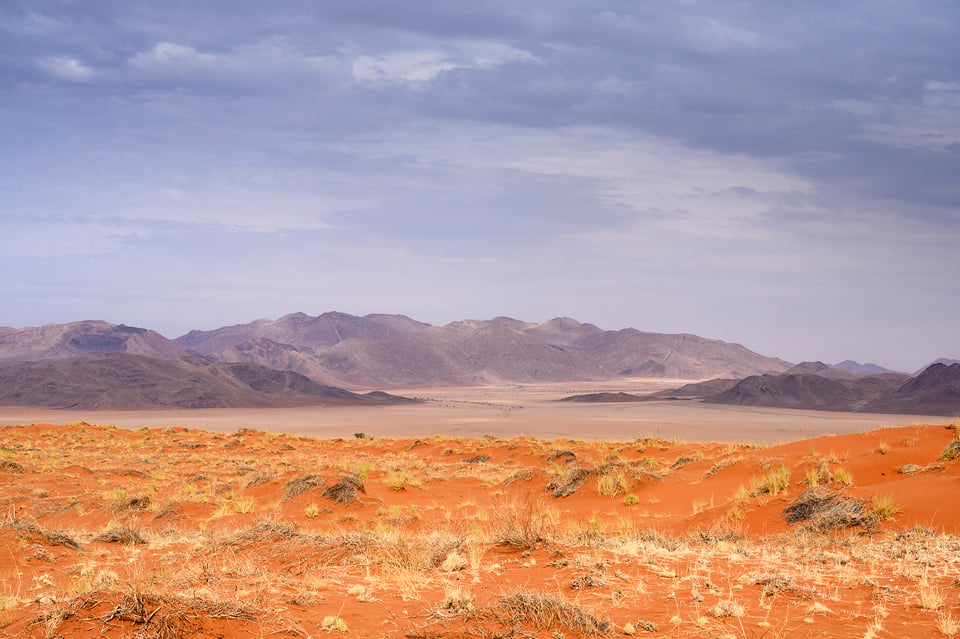 View of the Namibia desert from lodge deck