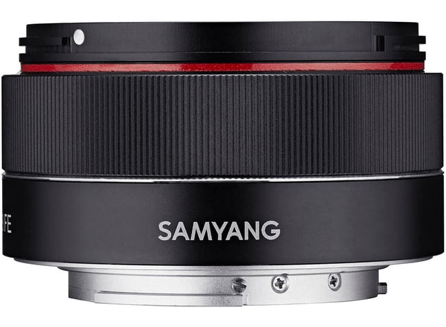 One of the few modern pancake lenses is the ultralight Samyang 35mm f/2.8 for Sony E mirrorless cameras.