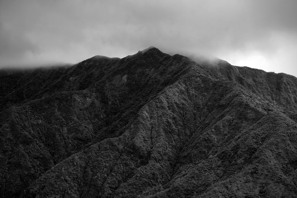 Black and white image of a landscape in São Miguel Island, Azores