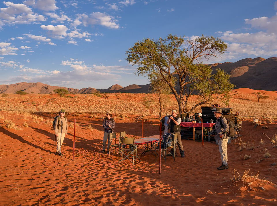 Second camp. Setting up the dinner table.