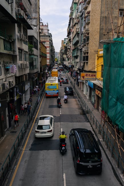 Busy street in Hong Kong, taken with the Panasonic S1R mirrorless camera.