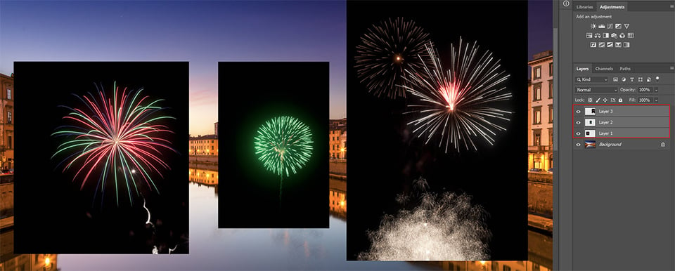 Photoshop layers with fireworks