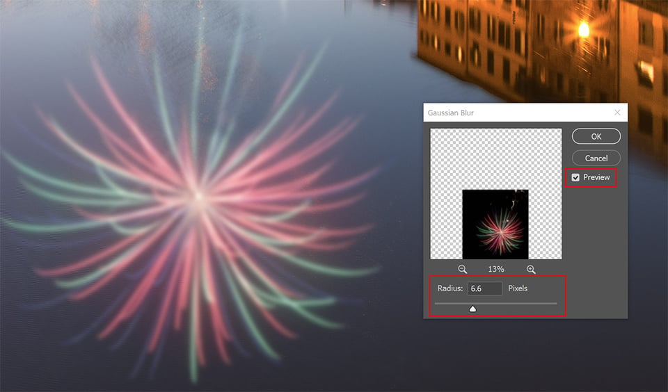 Gaussian blur radius in Photoshop