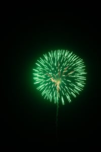 Green firework against black sky