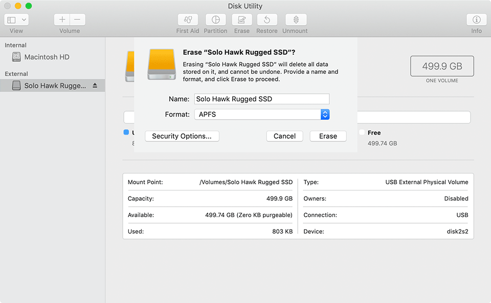 ioSafe Solo Hawk APFS MacOS