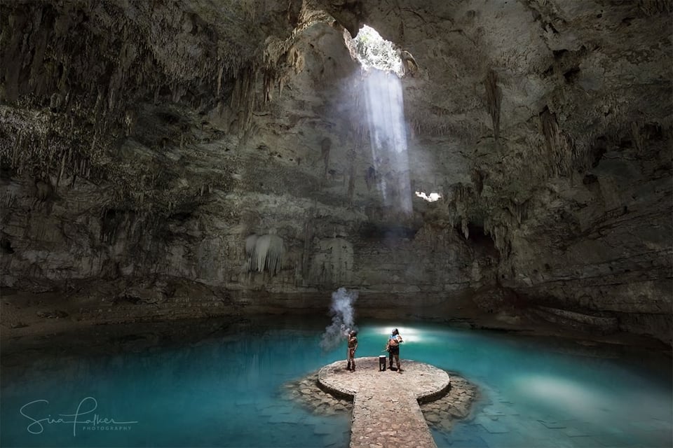 Maya Ceremony inside a Cenote - Valladolid, Mexico