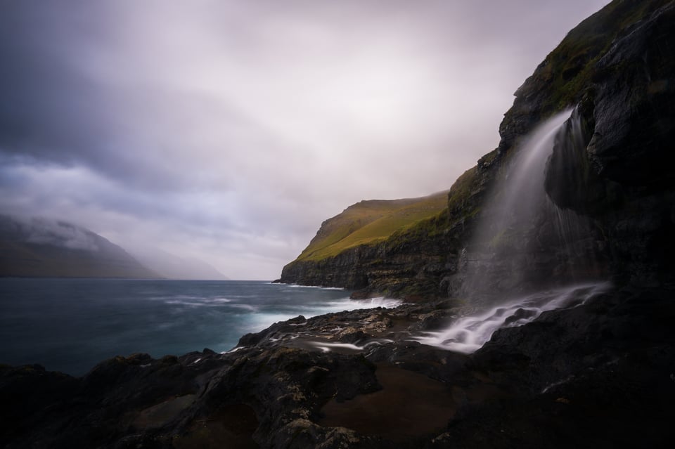 Unlike most 14mm lenses, the Nikon Z 14-30mm f/4 takes filters. For this photo of a waterfall, I used both a polarizer and a 6-stop neutral density filter.