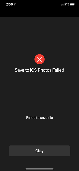 Save to iOS Failed