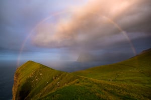 Photograph of a Rainbow on Kalsoy in the Faroe Islands