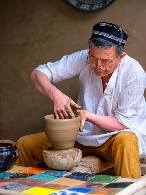 A ceramics master in Uzbekistan