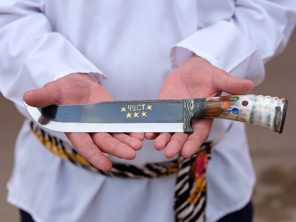 An Uzbek knife Pichoq forged in Chust, Uzbekistan