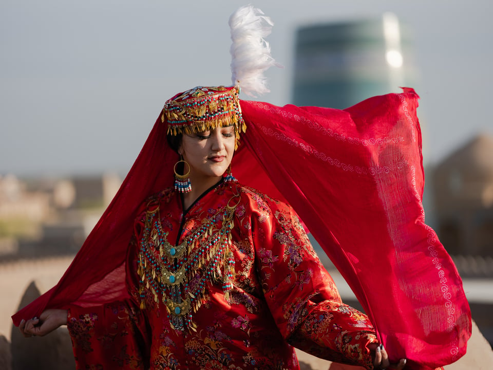 Khiva Female Dancer in Red Clothes