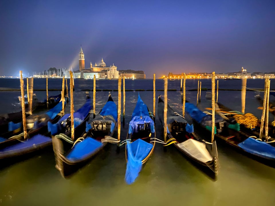 Venice Gondolas at Night, Italy
