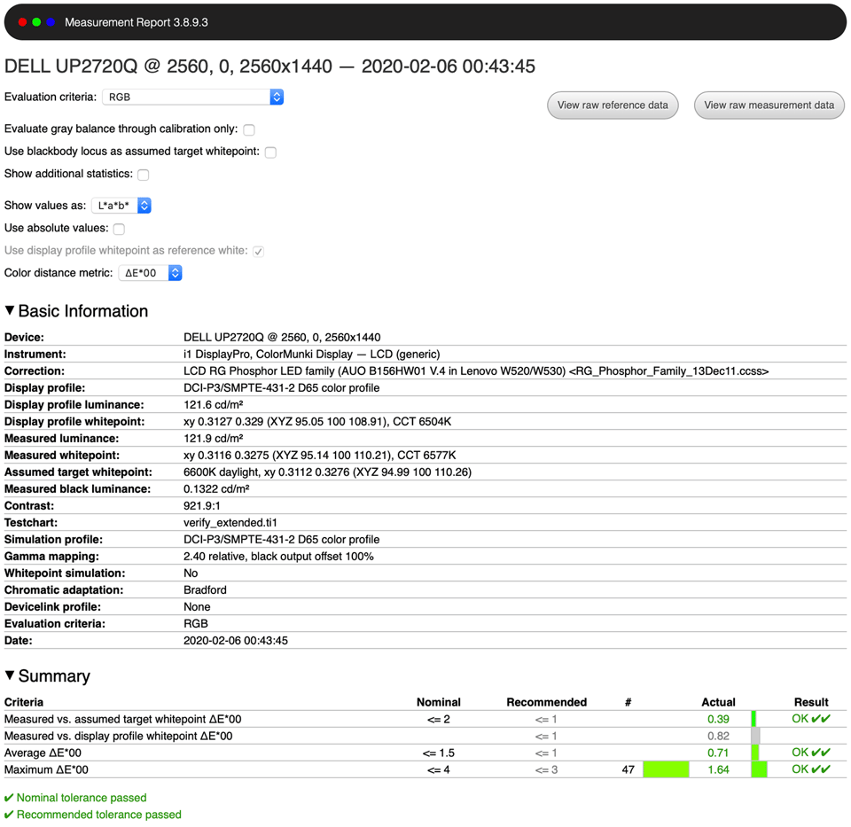 DisplayCAL Dell UP2720Q Final Measurement Report