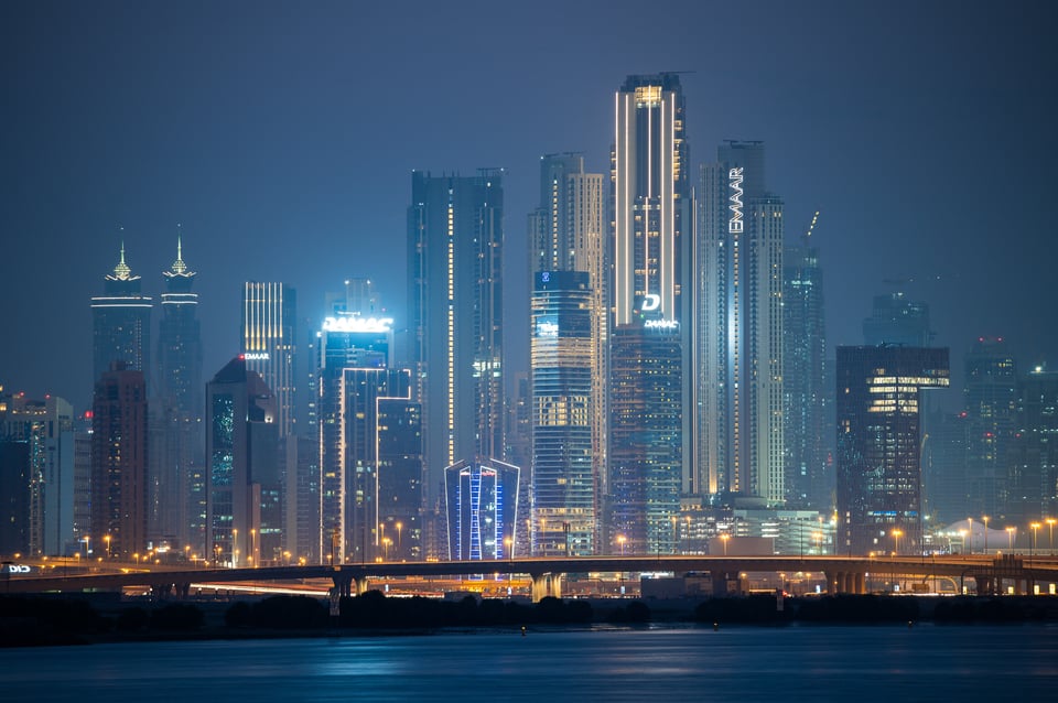 Dubai at Night with a Telephoto Lens