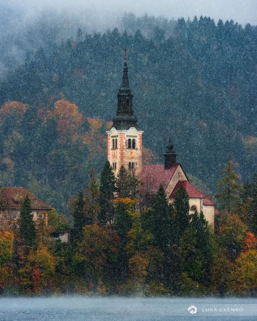 First snow at Lake Bled