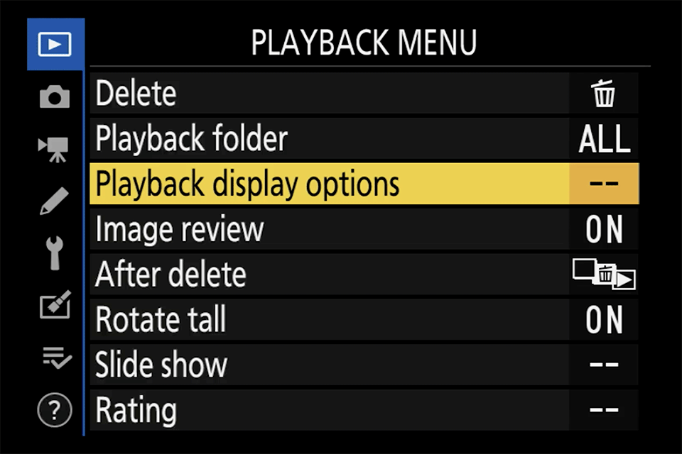 Nikon Z50 Menu