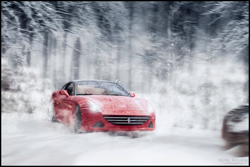 Ferarri Car in snow