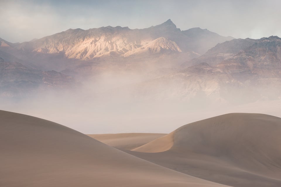 Dusty Evening in Mesquite Sand Dunes Death Valley