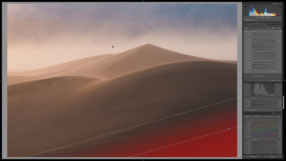 Gradient Filter to Darken Corner of Sand Dunes Photo