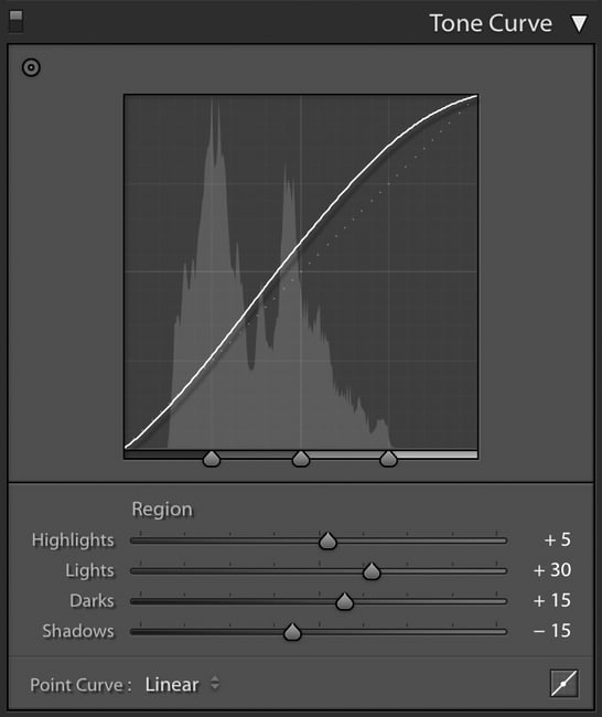 Lightroom Tone Curve Example from Pyramid Dune Photo