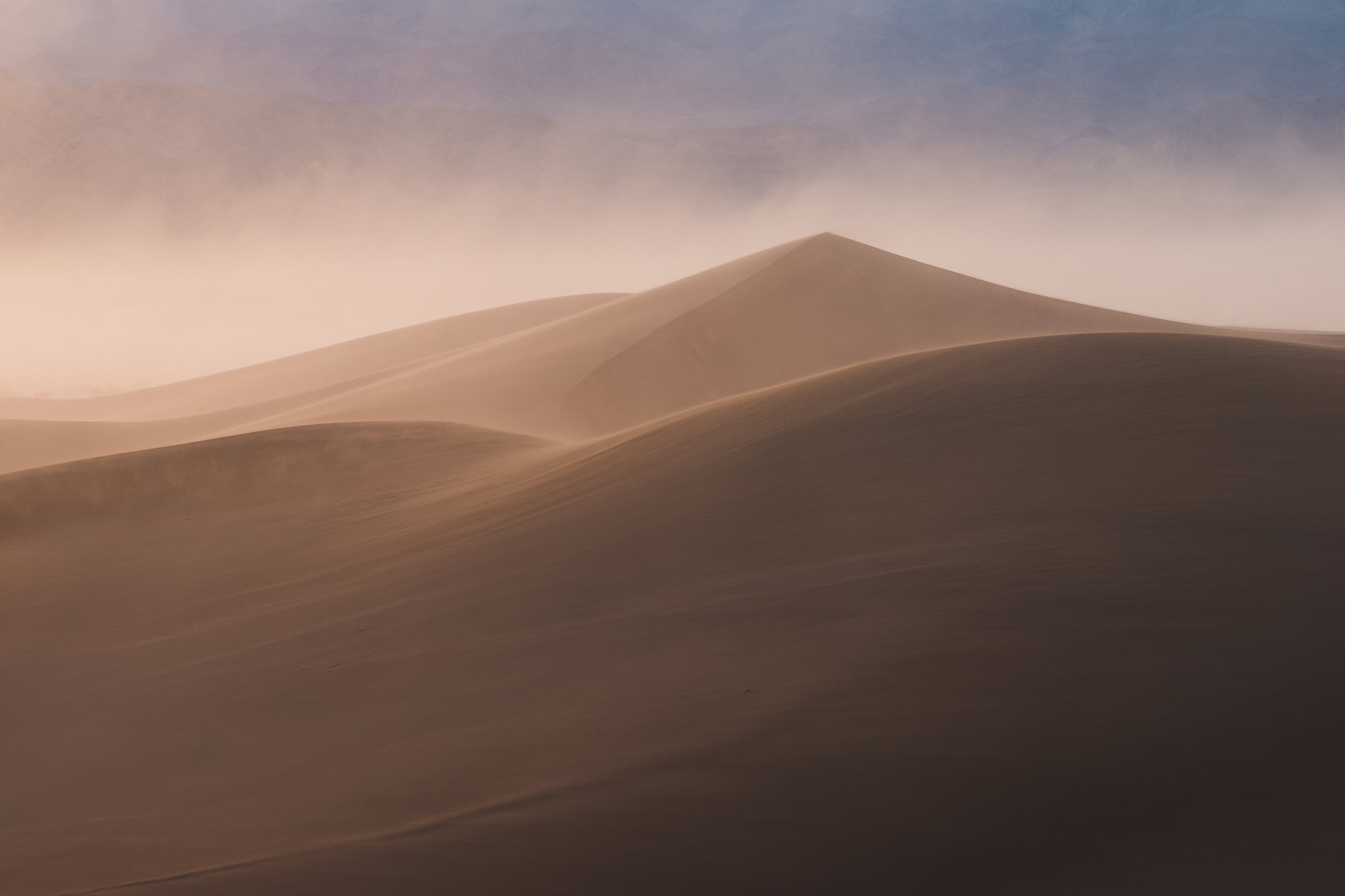 Pyramid-Shaped Sand Dune in Death Valley National Park at Sunset