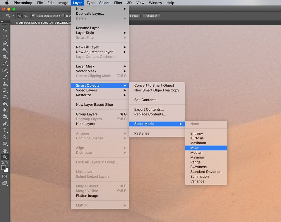 Mean Blending Mode Photoshop Smart Object