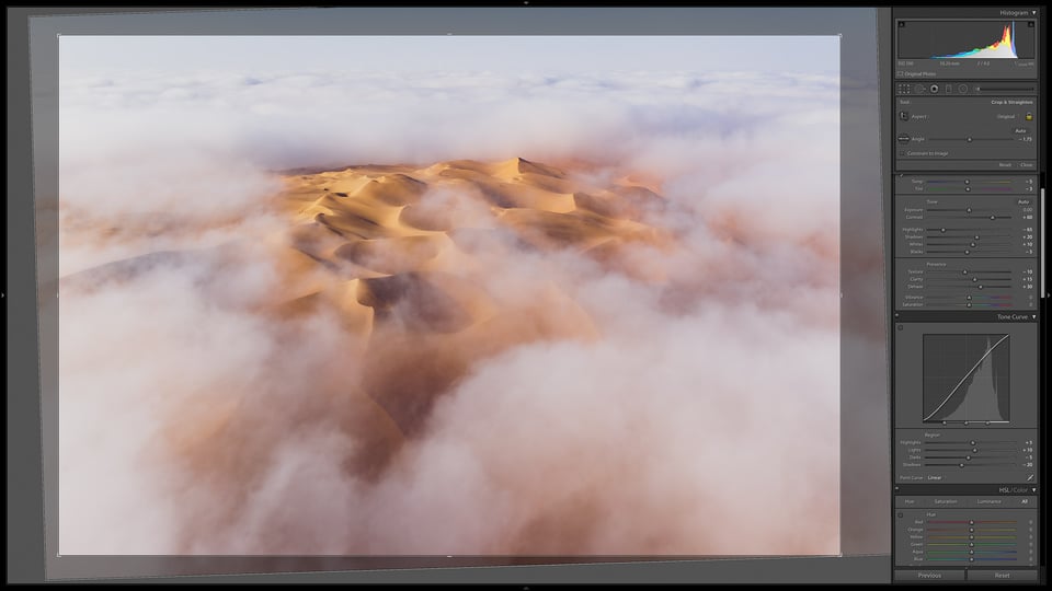 Cropping in Lightroom Screenshot Liwa Desert