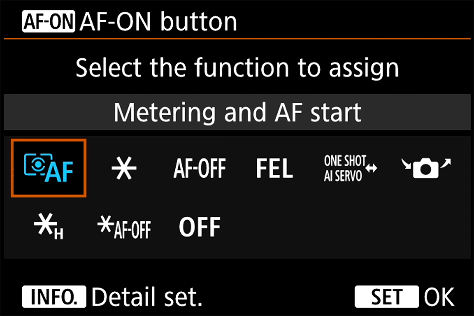 Canon AF-ON Button Menu