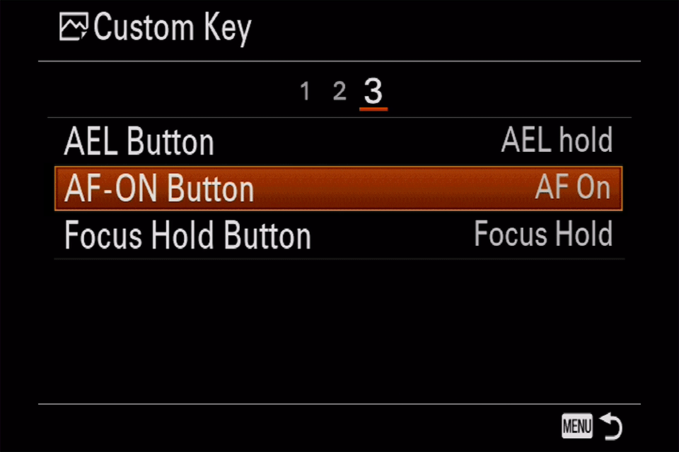 Sony AF-ON Button Menu