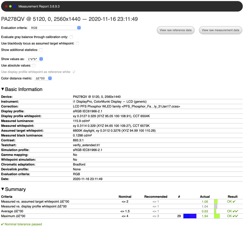 ASUS ProArt PA278QV Measurement Report Factory