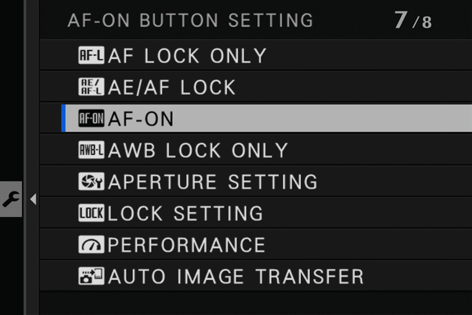 Fuji AF-ON Button Setting