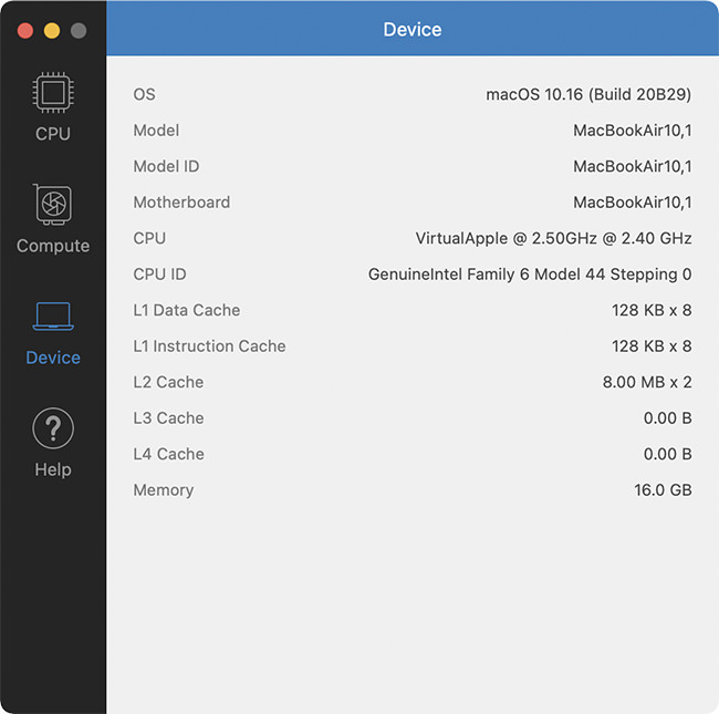 Geekbench Apple MacBook Air M1 Device Page